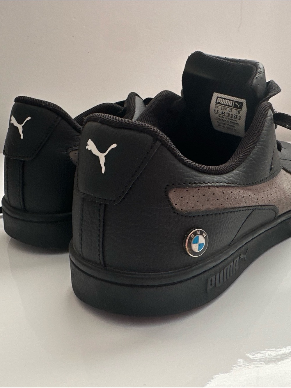 Puma Men’s Black and Brown BMW Logo Low-Top Sneakers
